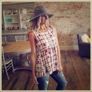 Infinity Raine floral plaid baby doll tunic, NWT M